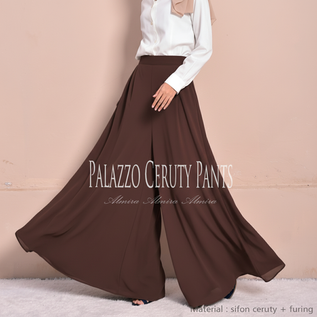 Kulot Wanita Mayung Lebar Highwaist Sifon Ceruty Palazzo Pants