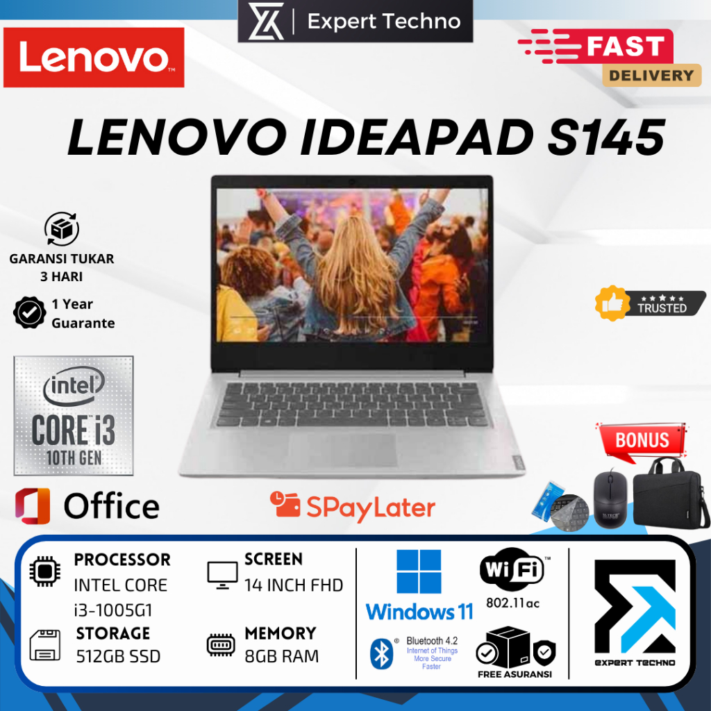 LENOVO IDEAPAD S145 INTEL CORE i3-1005G1 8GB RAM 512GB SSD 14 INCH WIN11