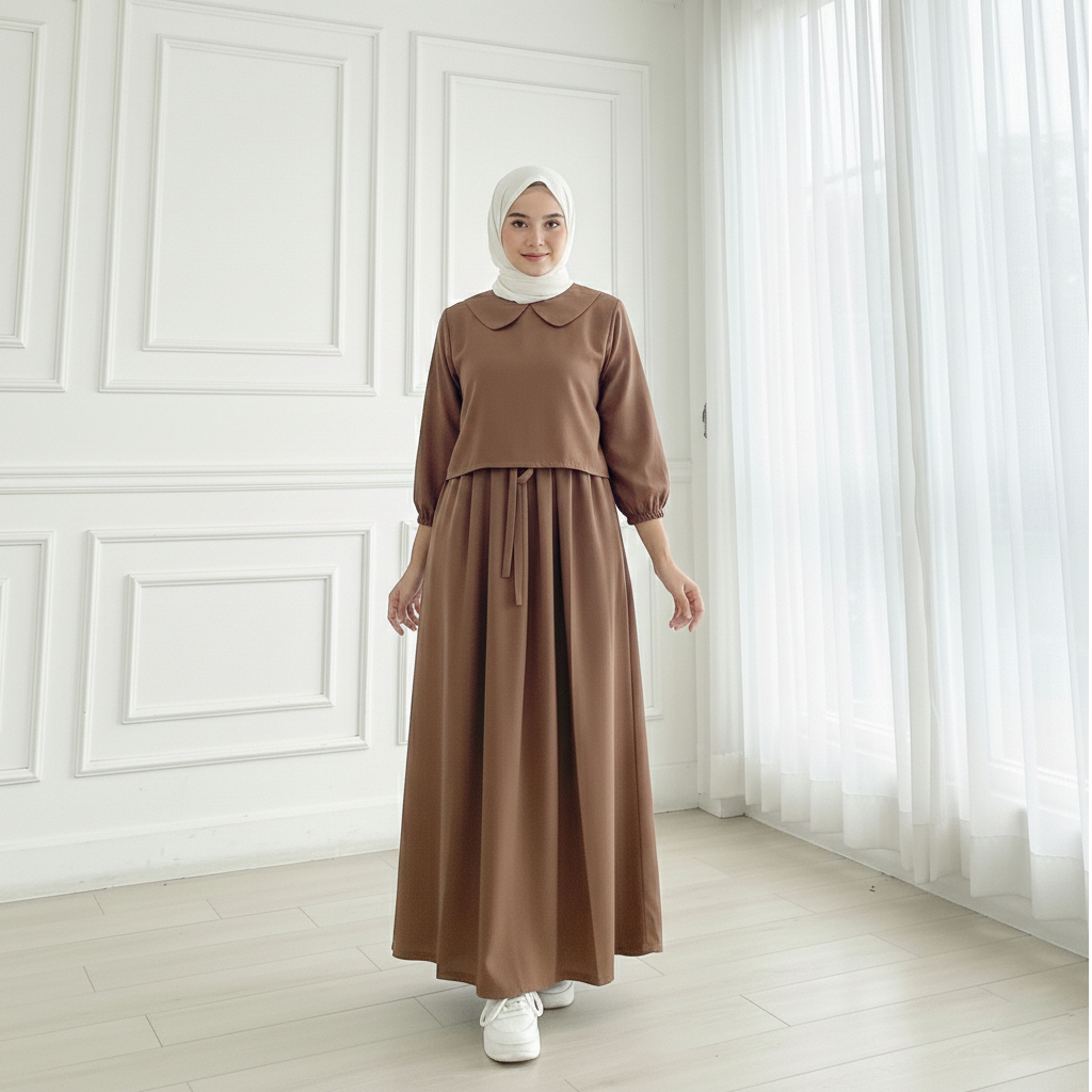 ZAFINA Gamis Rompi Lepas Baju Lebaran Ramadhan Wanita Remaja Korean Style Muslim Lebaran Ramadhan Bu