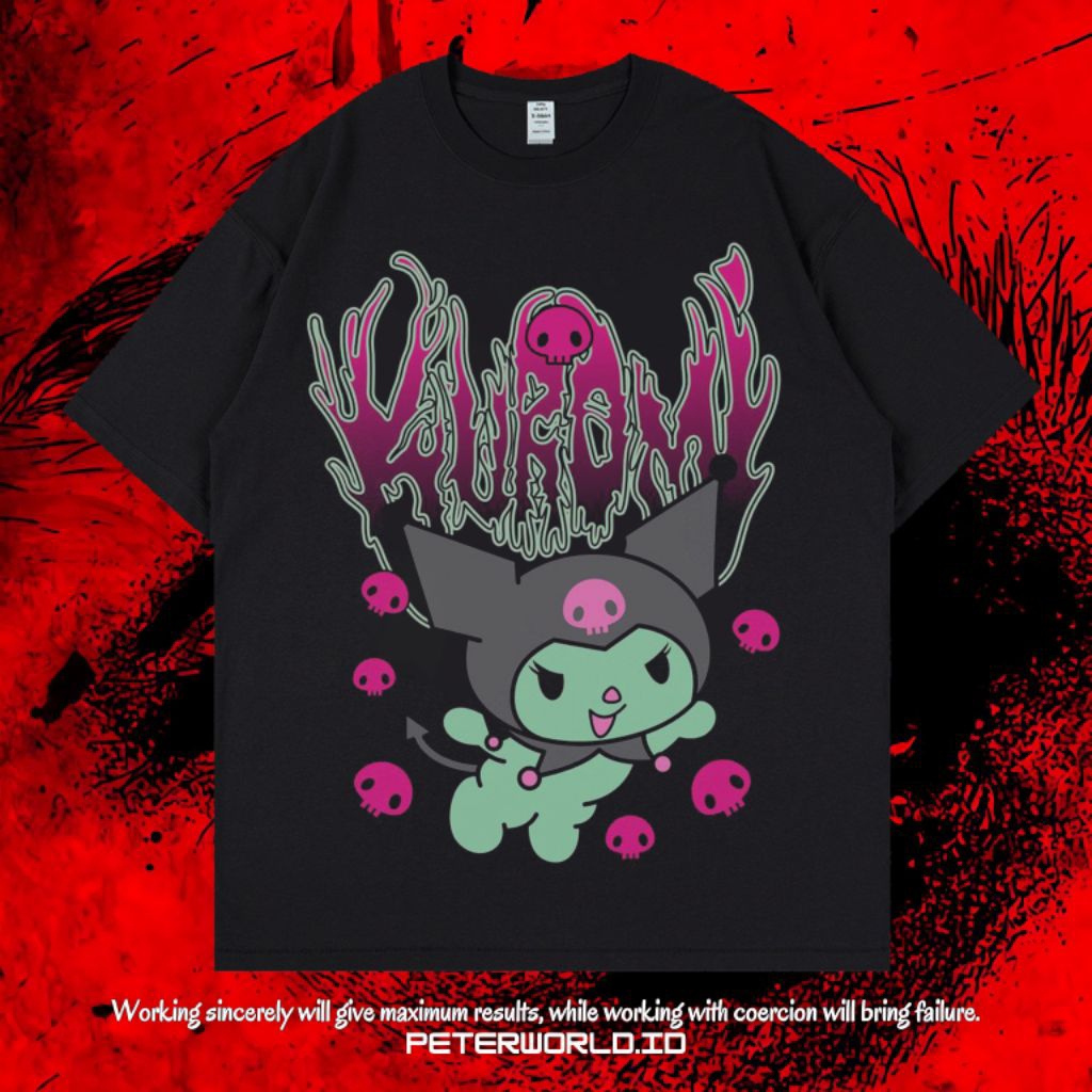 KAOS OVERSIZED / KAOS BLACK / OVERSIZED T SHIRT / KAOS KUROMI NIGHTMARE OVERSIZE BLACK VINTAGE TEE