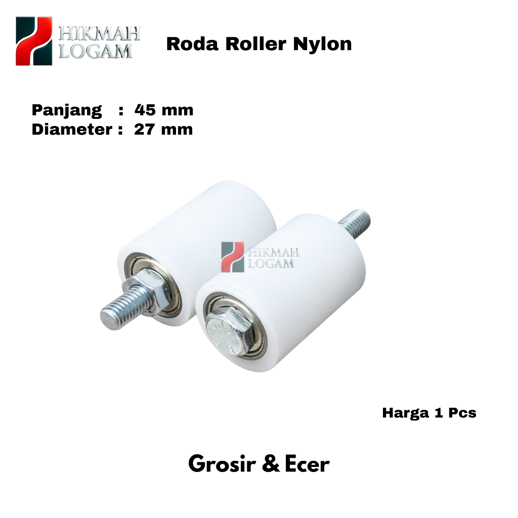 GROSIR - Roda Roller Nylon 27×45 - Roller Nilon Pagar Stainless