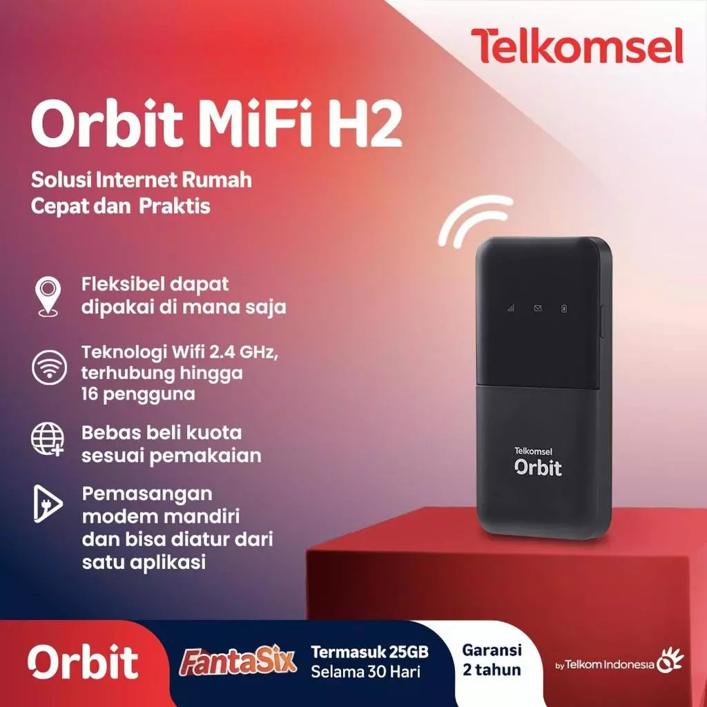 Telkomsel Orbit Mifi H2 Portable Modem Wifi Huawei E5586-926