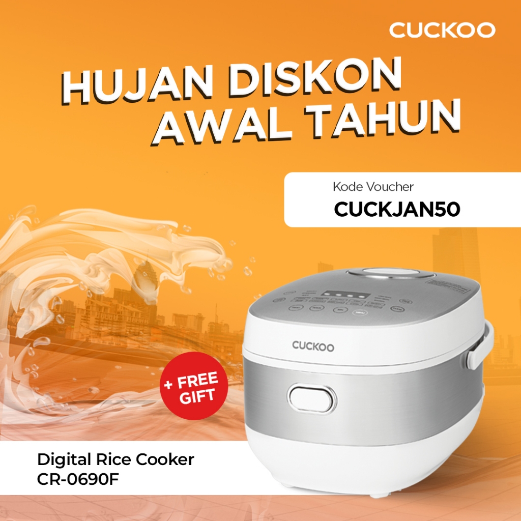 Cuckoo CR-0690F Penanak Nasi Digital 1 Liter Warna Abu-Abu Putih