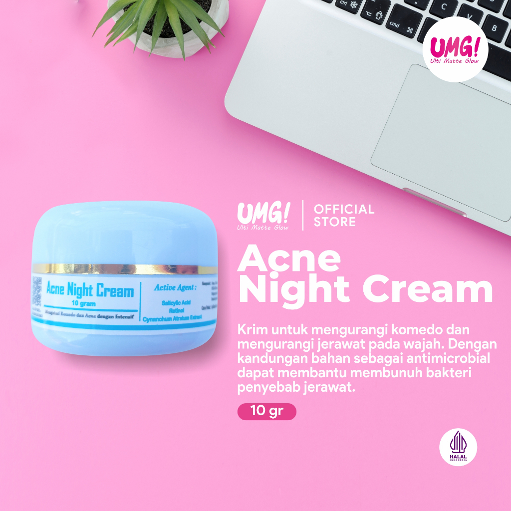 UMG Ulti Matte Glow (10gr) night cream acne  or cream malam jerawat (for acne skin)