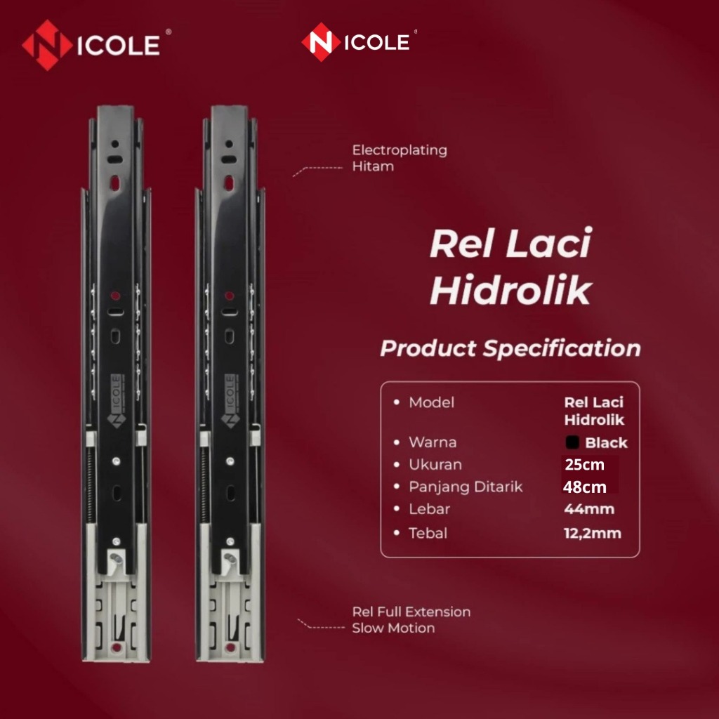 Rel Laci Slow Motion Hidrolik / Rel Laci Soft Closing 25CM