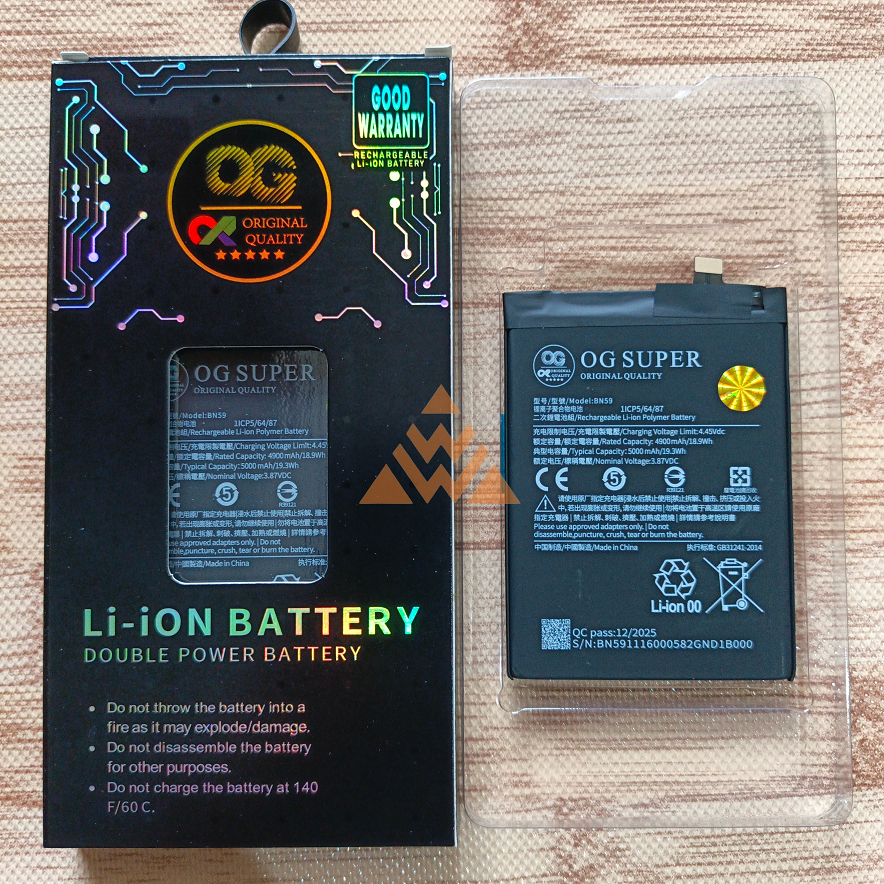 Baterai OG Super ~ BN59/BN 59/Xiaomi Redmi Note 10 4G/Note 10S Batre batrai Double Power, Double IC