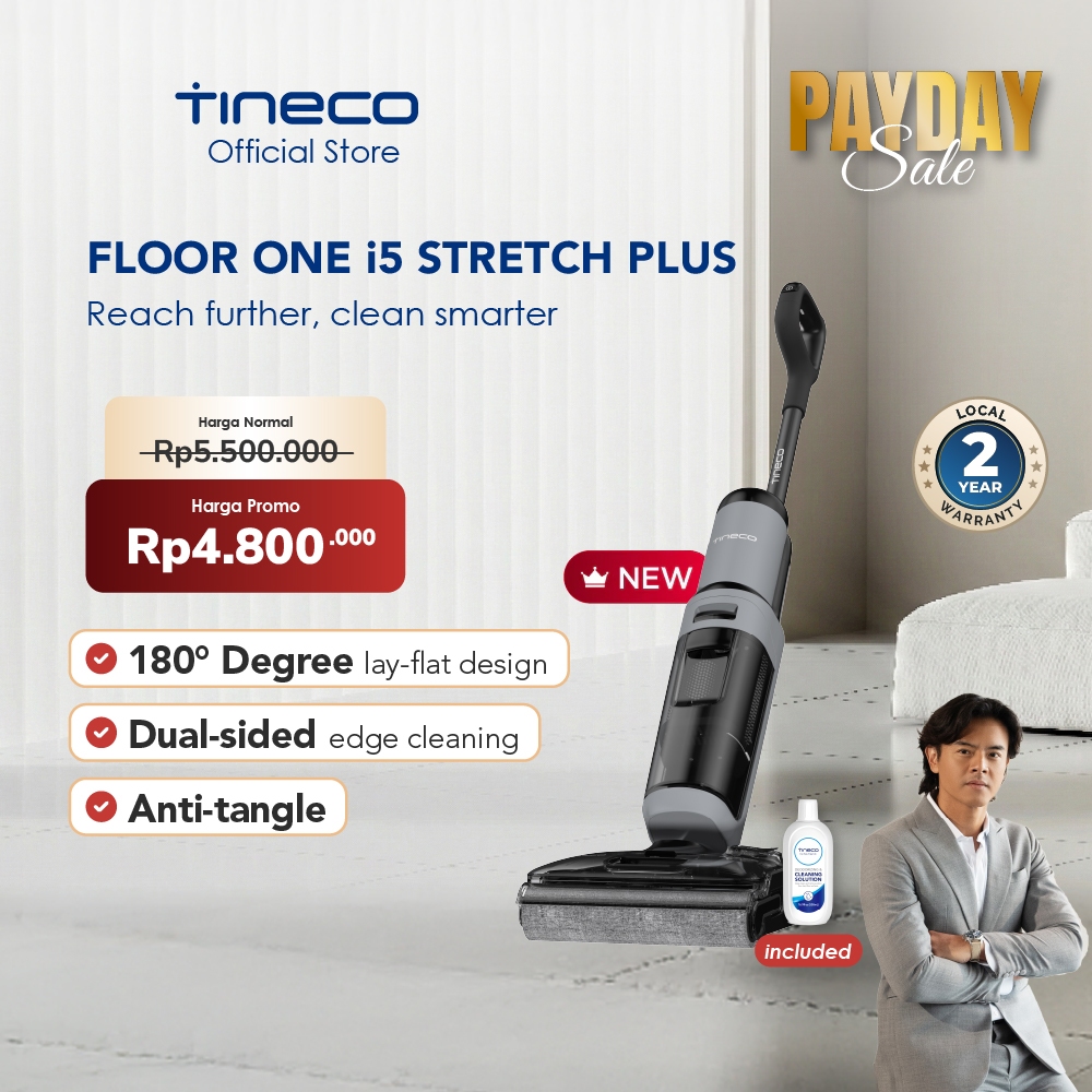 Tineco Floor One i5 Stretch Plus Smart Wet Dry Cordless Vacuum Cleaner Vakum Penghisap Debu