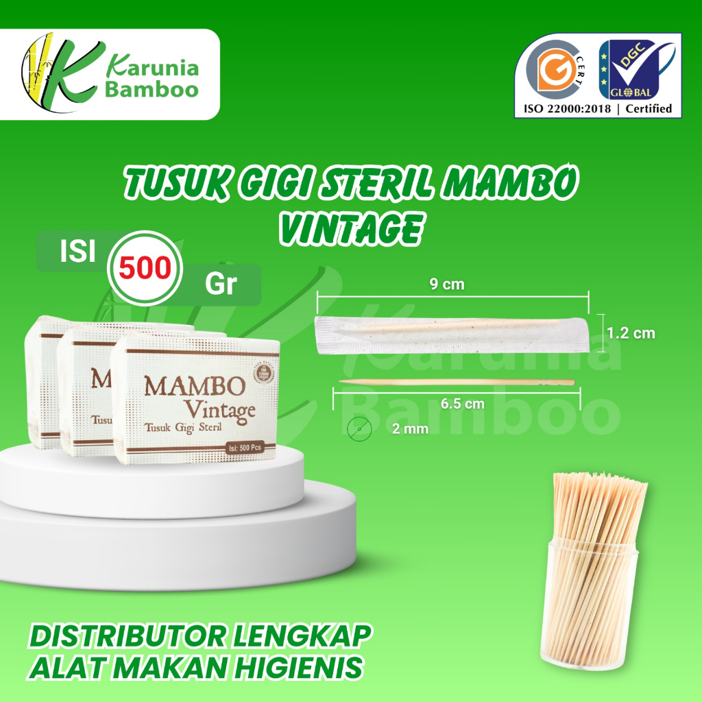 MAMBO Tusuk Gigi Steril vintage isi 500 Pcs / Tusuk Gigi Kertas / Tusuk Gigi Cover Cafe & Resto Higi
