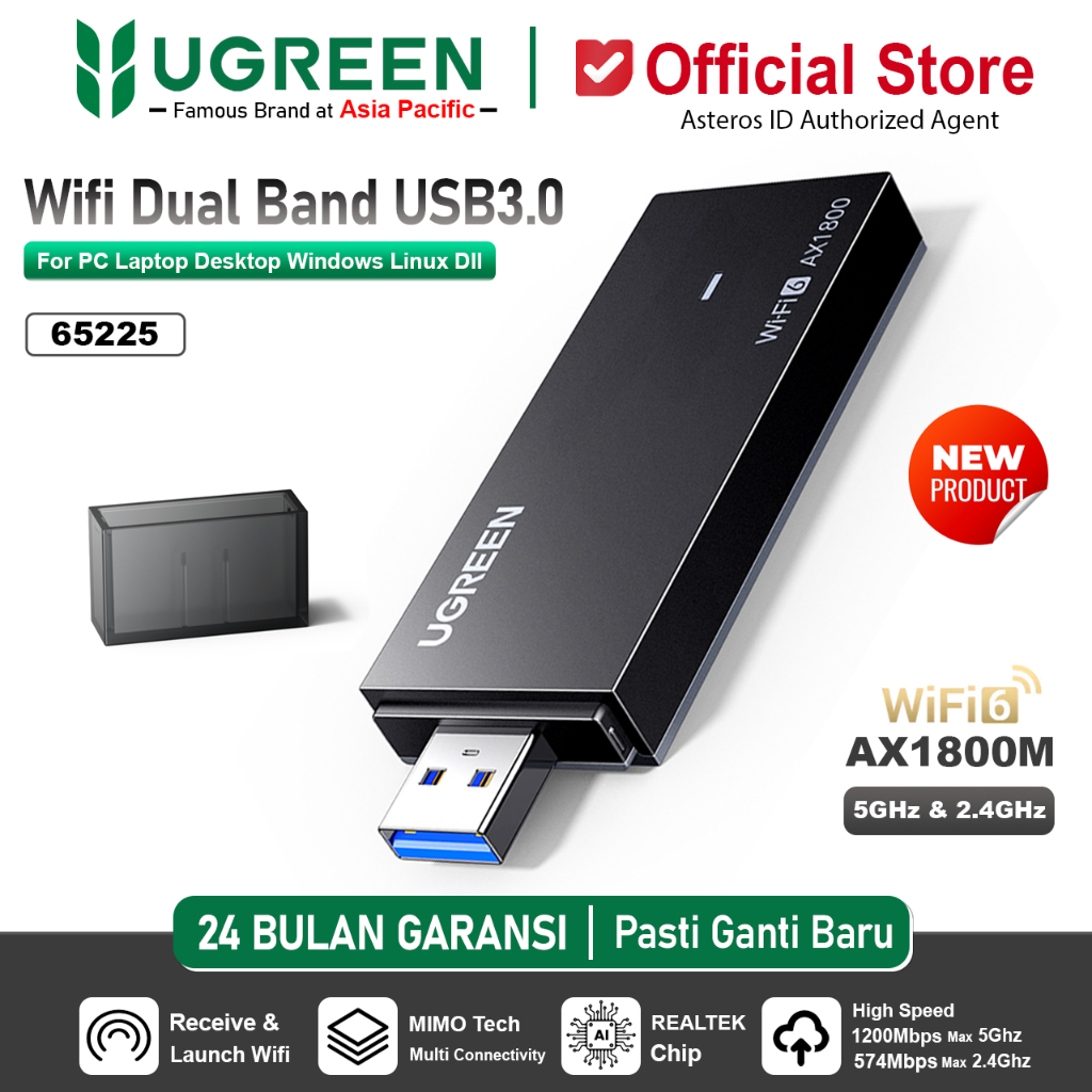 UGREEN Wifi 6 USB Adapter Reciever Dual Band 2.4GHz-5GHz Max 1200Mbps AX1800