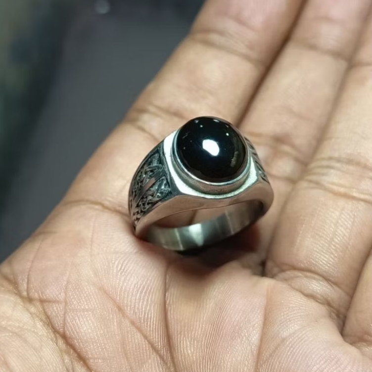 cincin pria/Batu akik Yaman Wulung cibet original kantoran