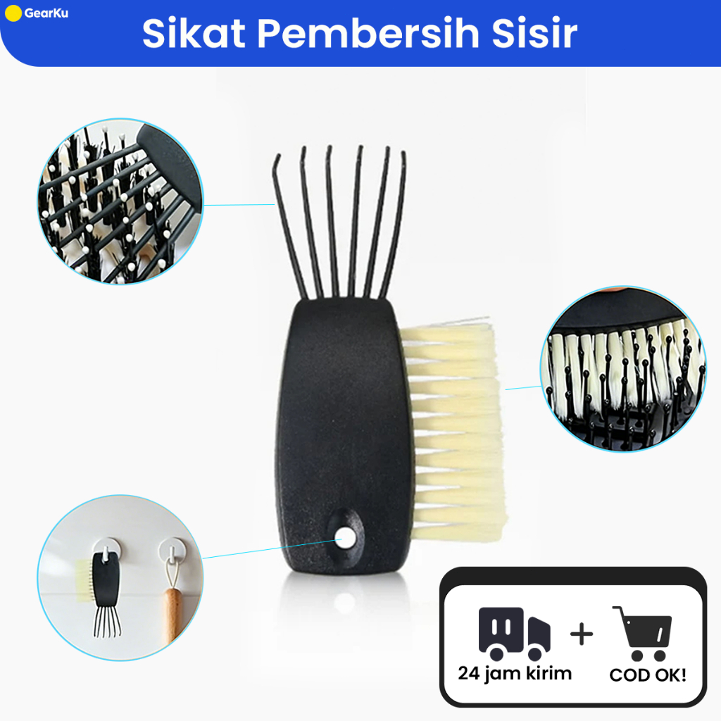 Alat Pembersih Rambut & Alat Pembersih Sisir Rambut 2in1 - Hair Brush Cleaner dengan Garpu Sikat dan