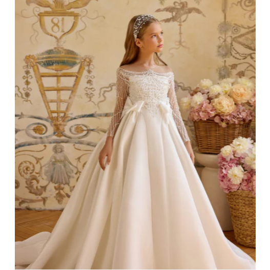 gaun anak  lengan panjang  ekor include  wedding dress  ekor   baju  dress  pesta  anak payet