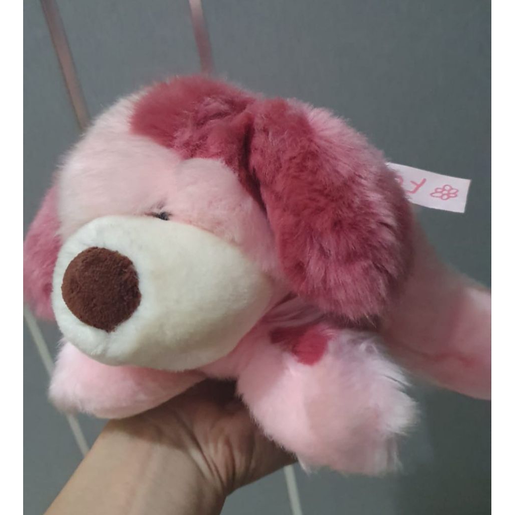 Boneka Anjing Merah Muda Telinga Floppy Preloved