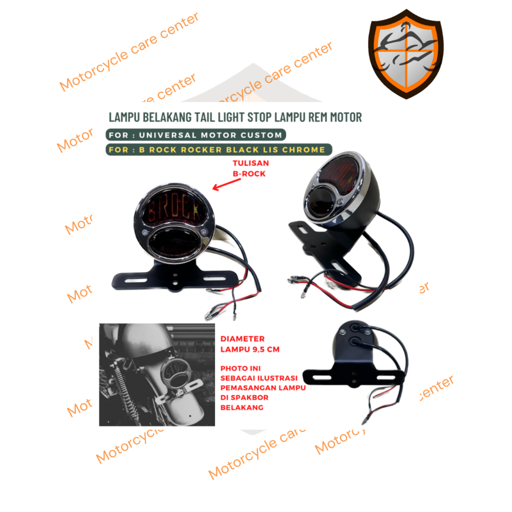LAMPU BELAKANG STOPLAMP UNIVERSAL MOTOR CUSTOM B ROCK ROCKER BLACK LIS CHROME