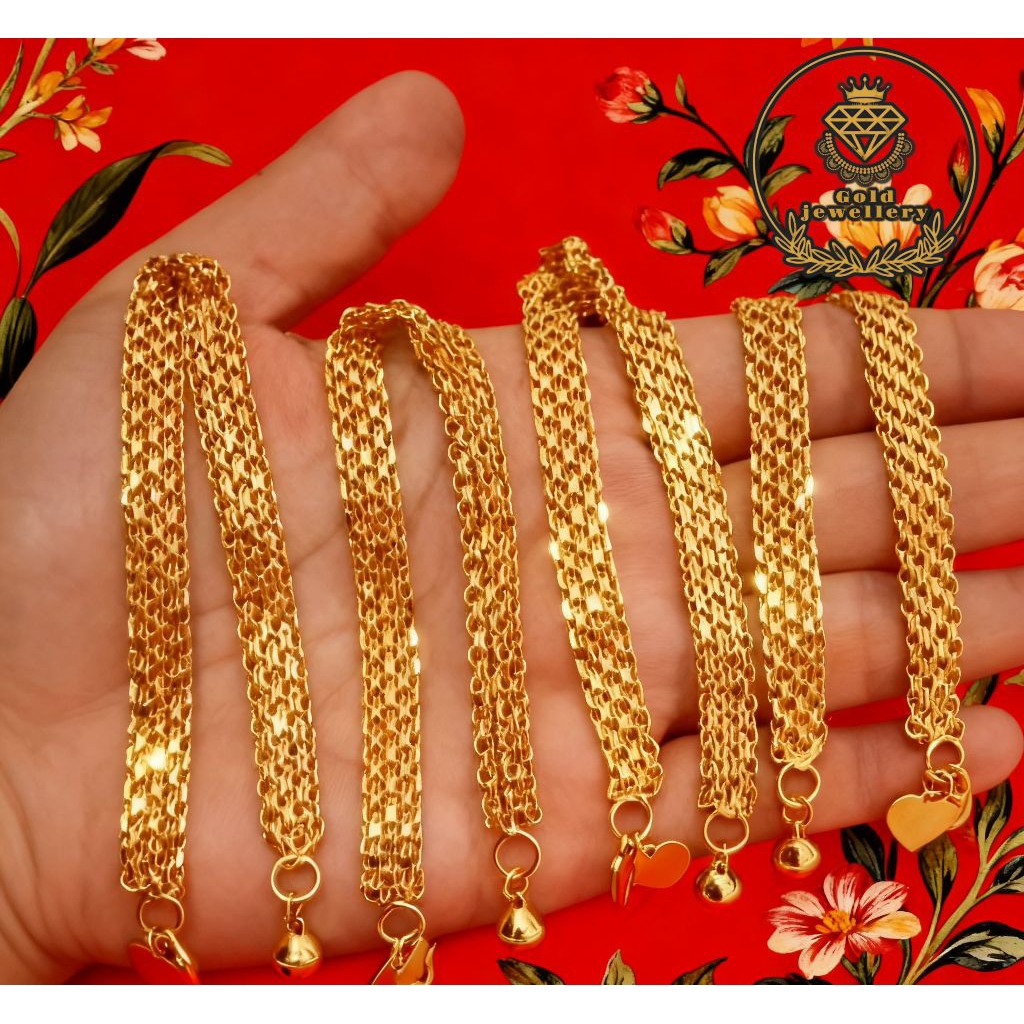 Gelang Motif Tikar  Emas asli Murni Emas Muda 24k Gratis Surat