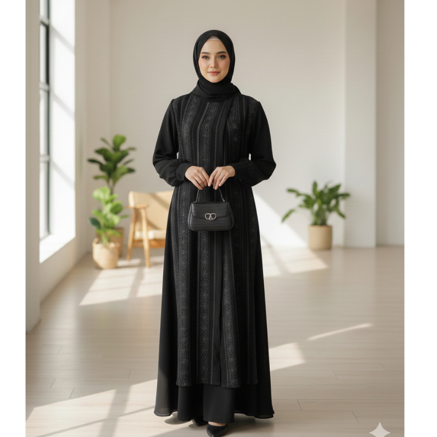 KHANSA DRESS MOTIF CANTIK COUPLE ANAK GAMIS WANITA MUSLIMAH Dewasa Remaja Ibu Ibu Motif KOMBINASI Po