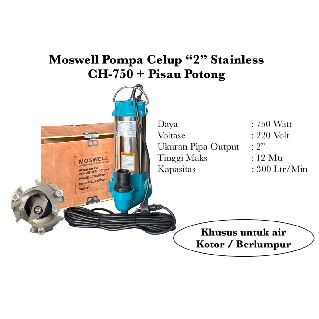 POMPA CELUP LUMPUR/ POMPA CELUP AIR KOTOR STAINLESS 2 INC / POMPA CELUP STAINLESS 2 “inc / pompa lum