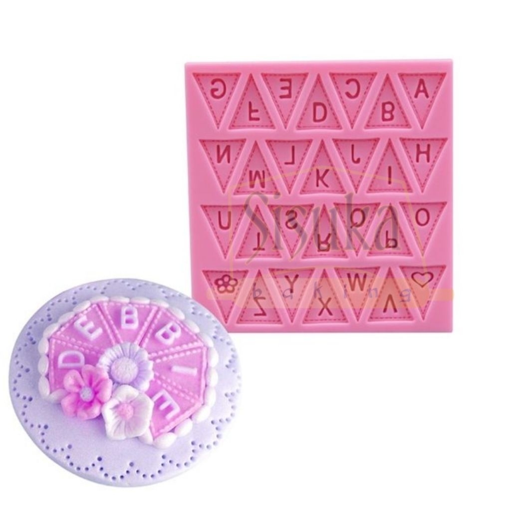 CETAKAN HURUF BENDERA CETAKAN HURUF SEGITIGA CETAKAN HURUF COKLAT PUDING FONDANT CETAKAN SILIKON HUR