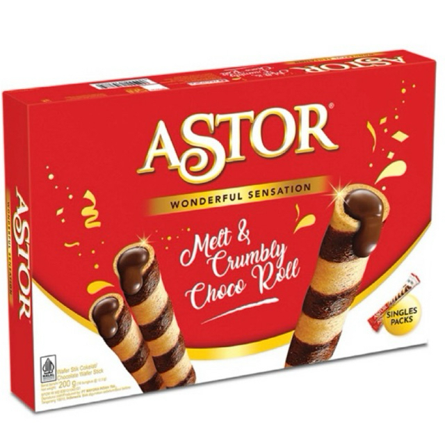 Astor Singles Chocolate Edisi Gift Xt 200gr/ Cemilan Astor Renyah/ ASTOR COKELAT/ASTOR COKELAT EDISI