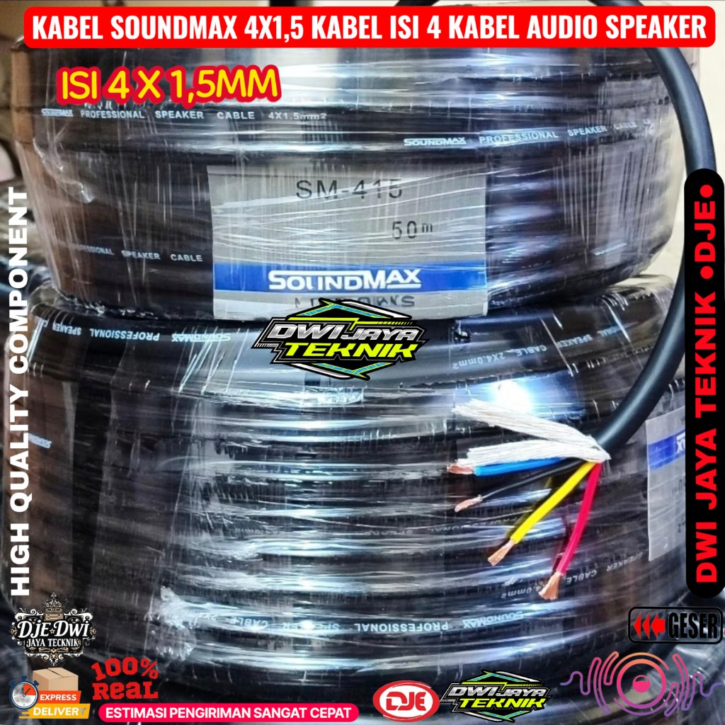 Kabel Audio Speaker 4x1.5 Soundmax Kabel isi 4 listrik Serabut Meteran