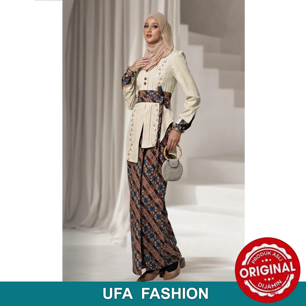 Gamis model Kebaya Huldah Jacquard Polycotton Batik Kawung Susun XS-XL, TUNEECA T-0126004