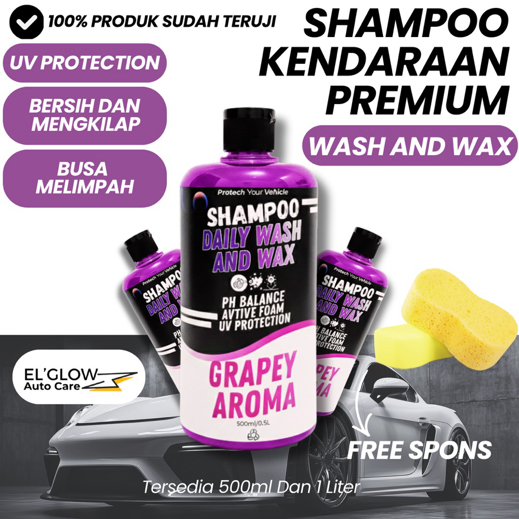 Shampoo Sabun Cuci Motor Mobil Wash&Wax Premium ElGlow