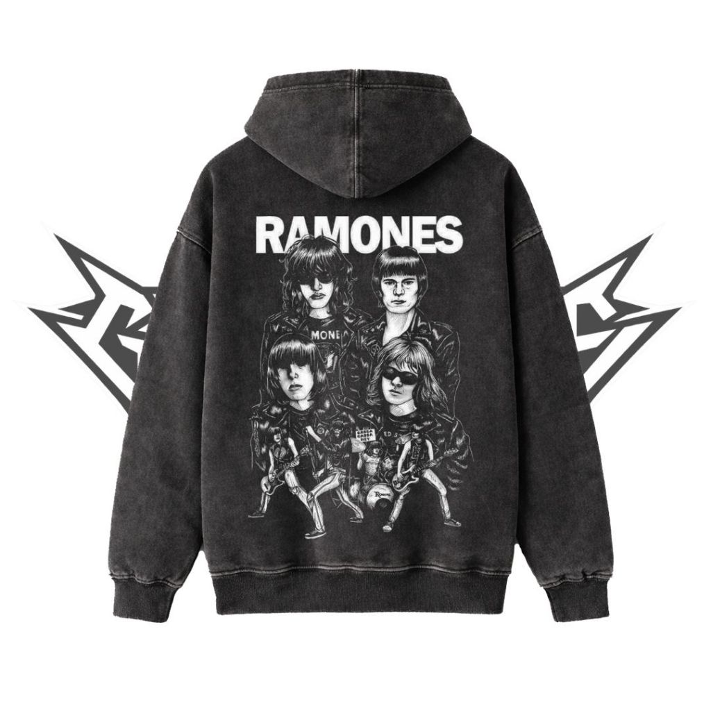 Glatosphere "Ramones" Stone Wash Hoodie | Washing | Jaket | Hoodie Band