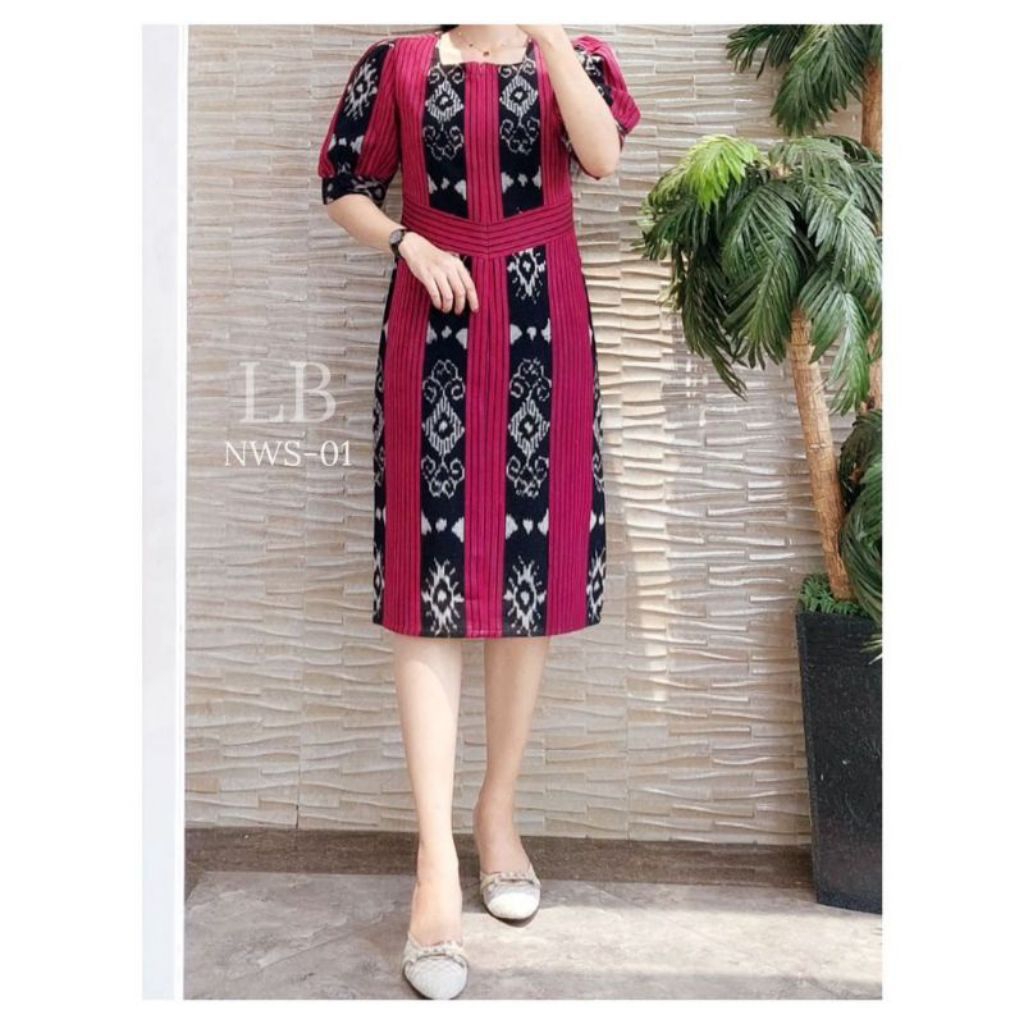 Dress pesta terbaru, dress tenun etnik ada size S-XXXL +[ Bonus scrunchie/cepol tenun cantik ]