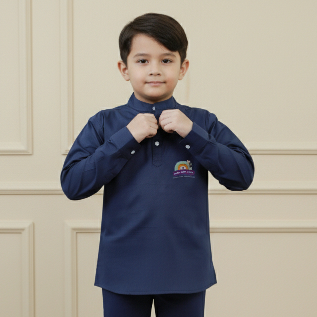 Baju Kemeja Koko Lengan Panjang Katun Stretch Anak Laki Laki Usia Tanggung Lebaran NgajiPutih