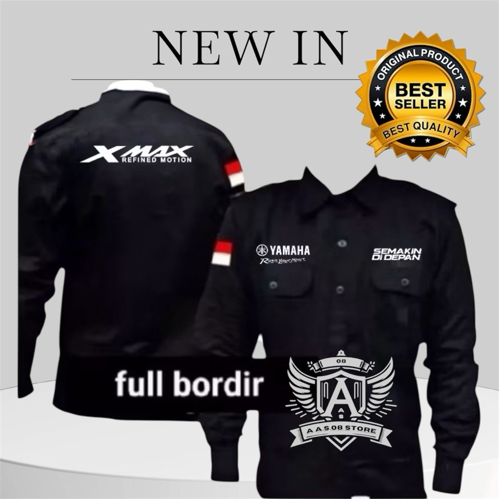 kemeja seragam yamaha semakin didepan terbaru baju atasan xmax full bordir lengan panjang