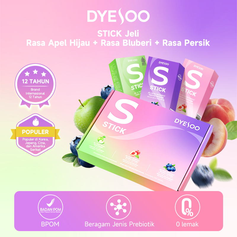 [EKA'S FAVOURITE]DyesooS STICK Jeli Rasa Bluberi-Persik-Apel Hijau-Bersertifikat HALAL Mengandung 6 
