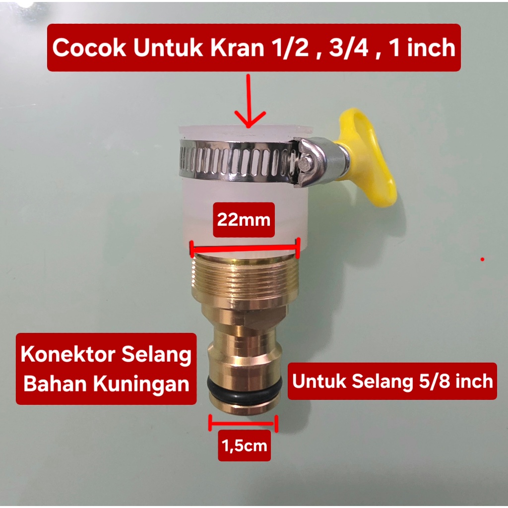 Konektor Selang Ke Kran Air Kuningan Sambungan Selang Universal