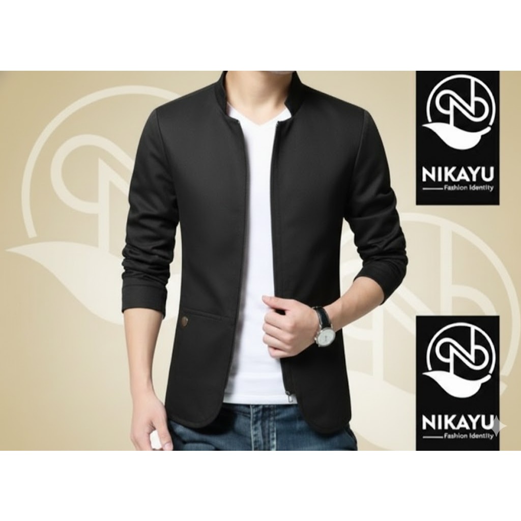 Jas Blazer Pria Slim Fit [ NIKAYU Premium + Bonus Cover ] ZIPPER Slim Fit Pria Formal Casual Jaket J