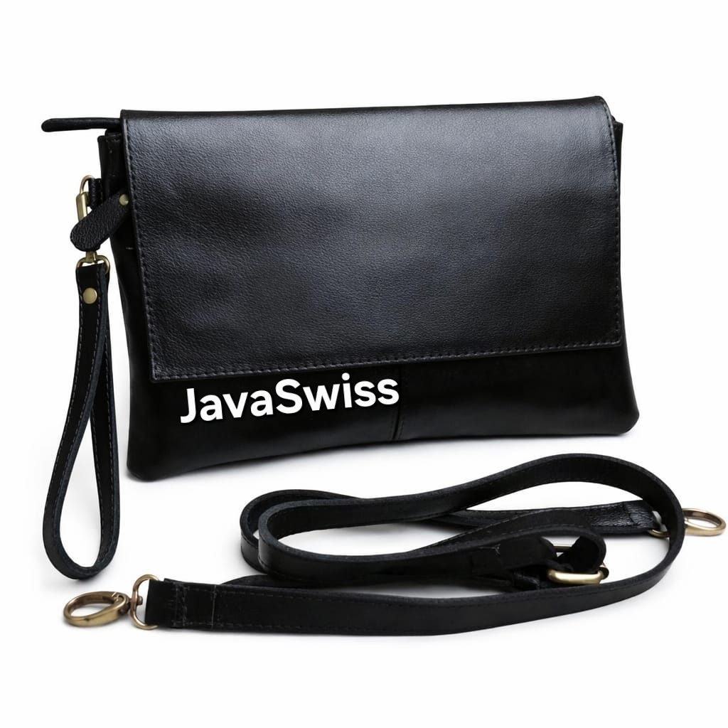 Clutch Pria Kulit Asli Motif Kulit Jeruk Hitam - Tas Tangan Asli Kulit Custom Nama & Logo