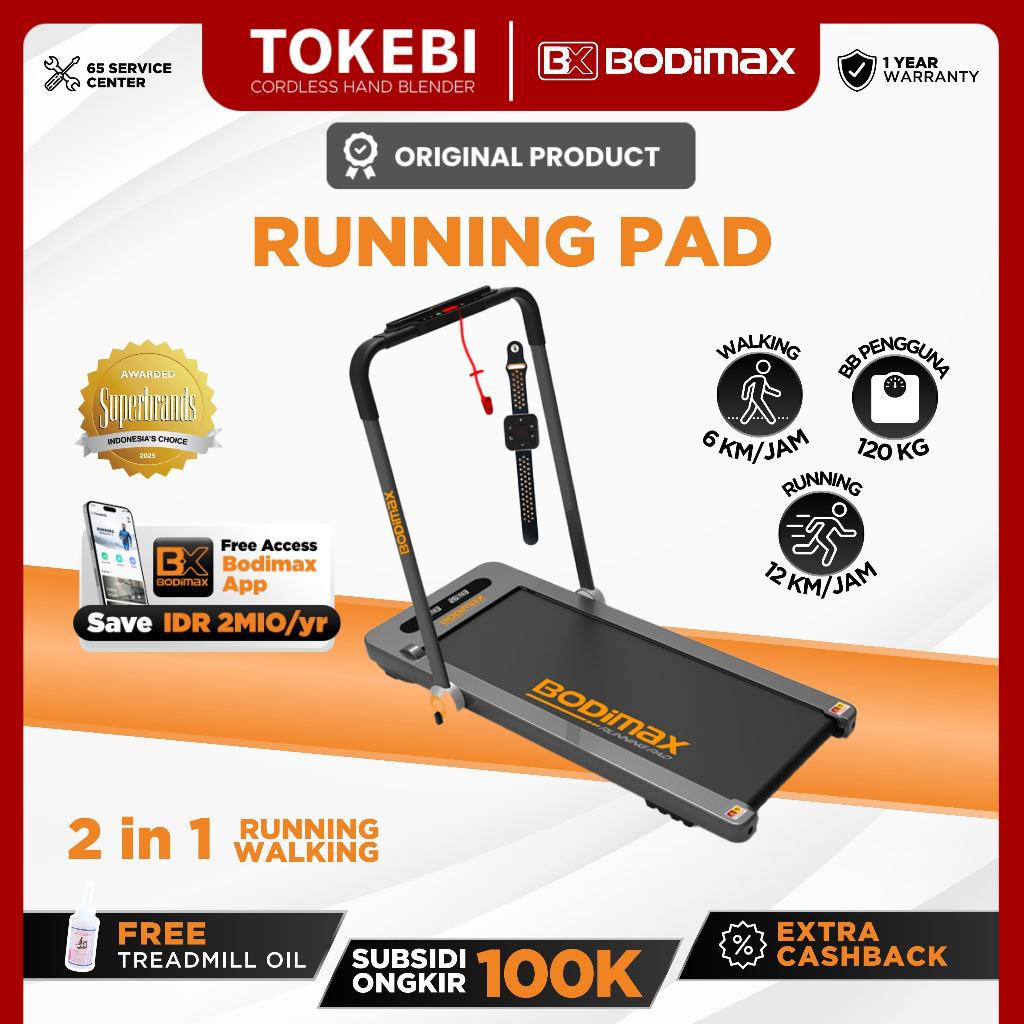 BODIMAX RUNNING PAD - (Treadmill/Olahraga)
