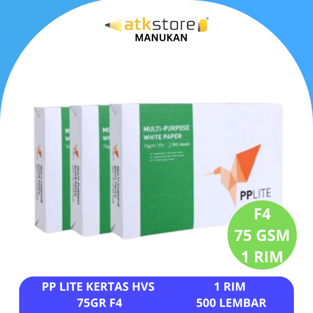 [1 RIM] Kertas HVS PP LITE Ukuran Folio 1 Rim 75 Gsm KERTAS HVS / FOTOCOPY