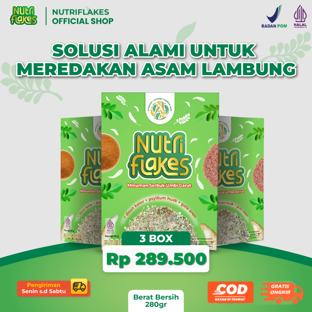 Nutriflakes Sereal Asam Lambung 3 Box Original