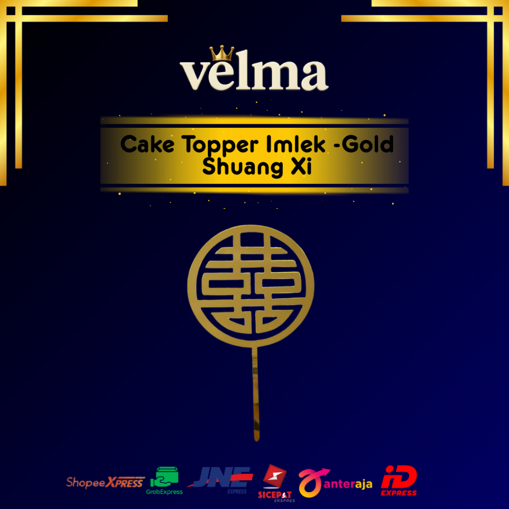 Cake Topper Imlek -Gold Shuang Xi