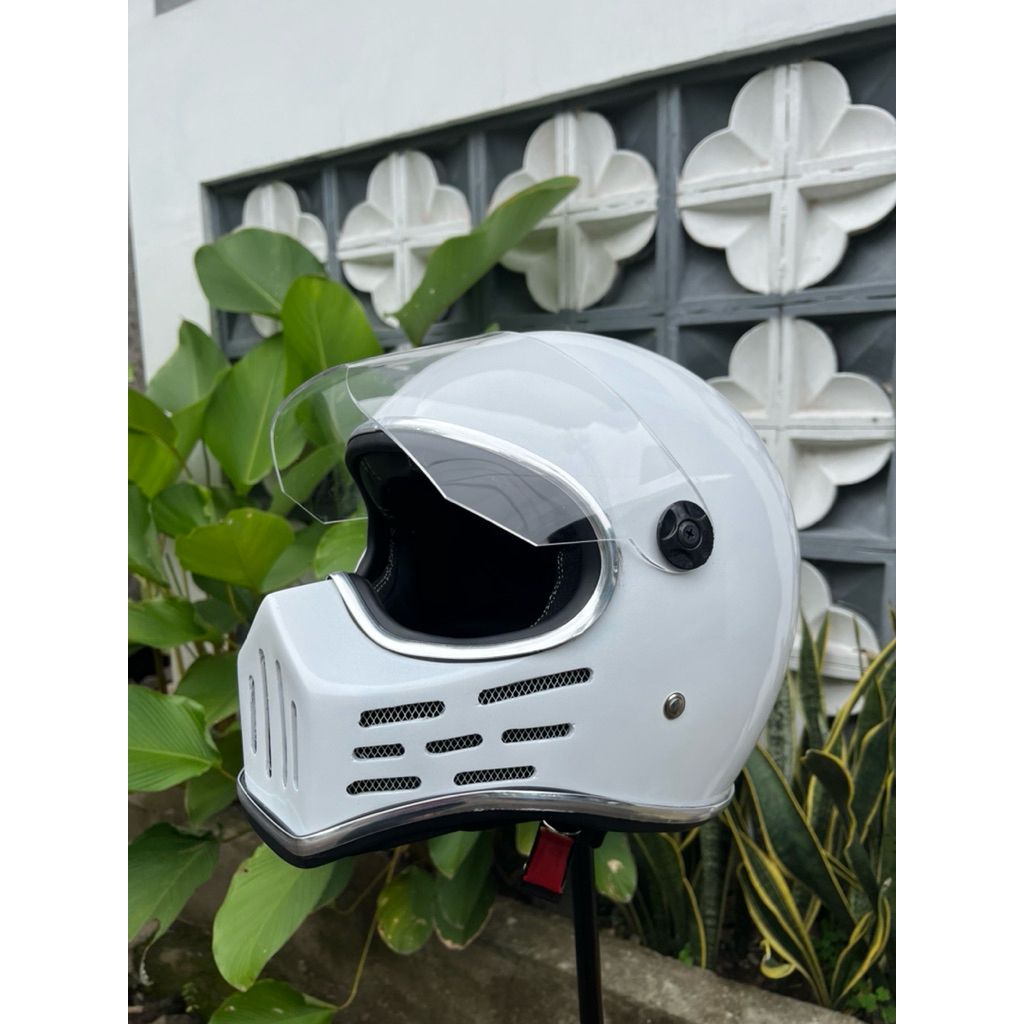 Helm Simpson Full Face dewasa White & Black