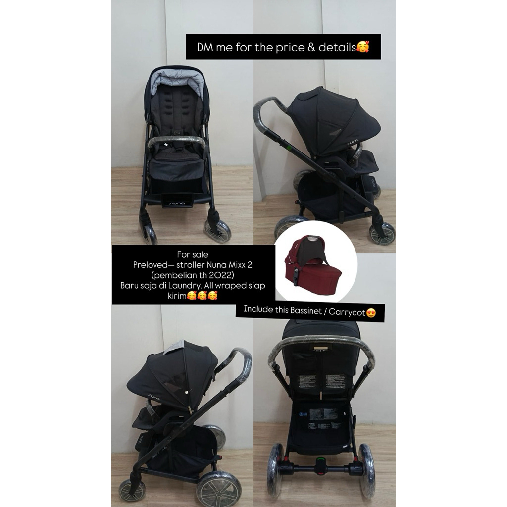Stroller Nuna Mixx 2 (Preloved 95%) free Bassinets/Carrycot (semua sudah di laundry, wraped siap kir