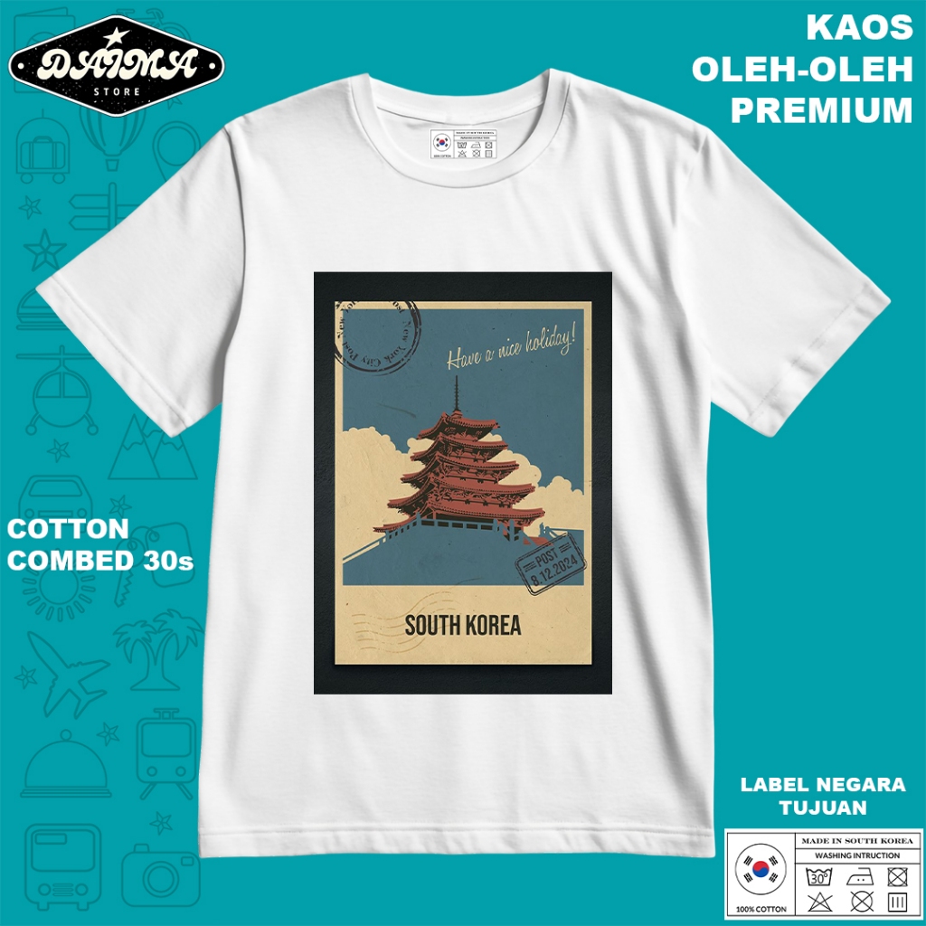 KAOS OLEH OLEH KOREA 5 PAKAI TAG LABEL KOREA ASLI BAJU SOUVENIR PREMIUM GIFT