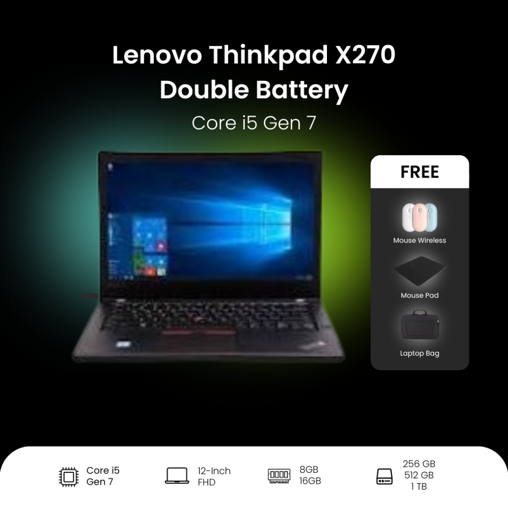 Lenovo Thinkpad X270 | Core i5 Gen 7 7600U | Double Battery