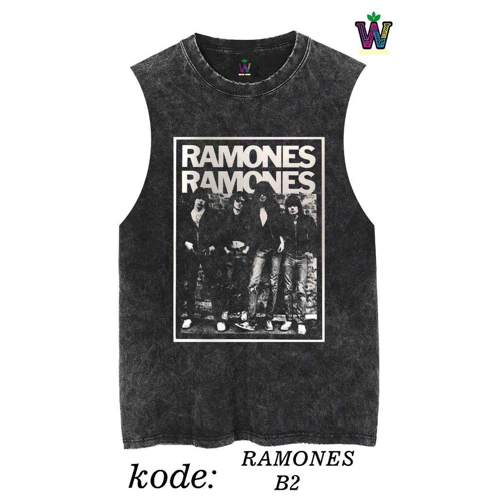 WEAR WOW KAOS SINGLET WASHED RAMONES COTTON COMBAD24S PREMIUM