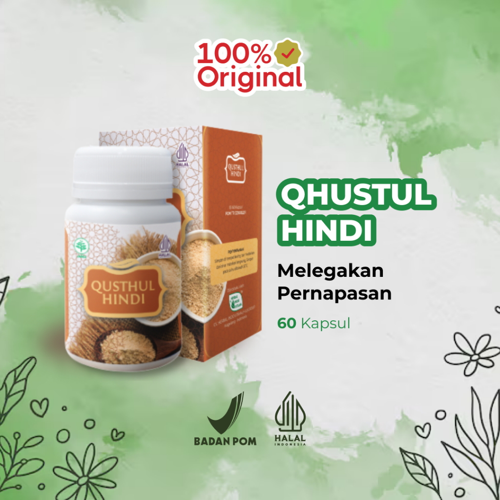 Kapsul Qusthul Hindi HIU - Herbal Mengobati Radang Pernafasan & Sesak Nafas Alami Asli Original BPOM