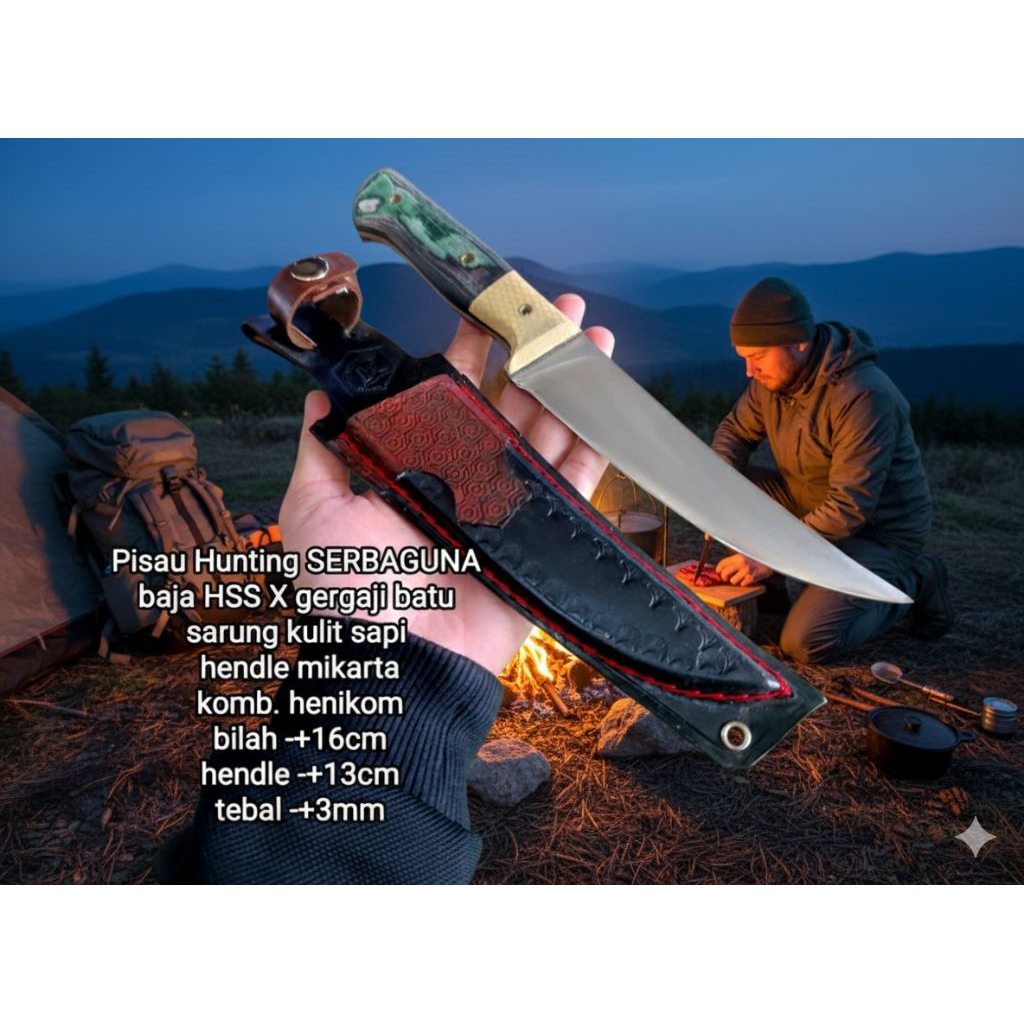 Pisau Survival outdoor mikarta untuk iris daging dan skinner seset