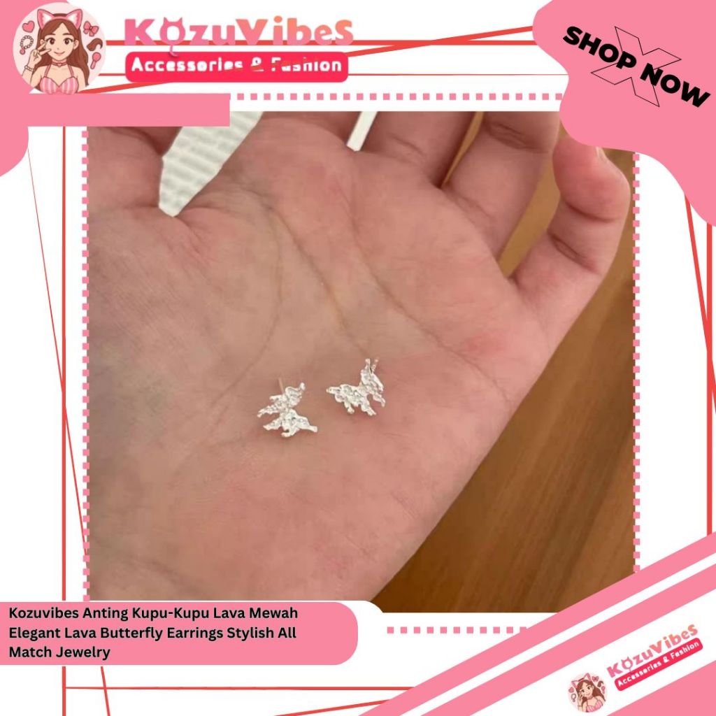Kozuvibes Anting Kupu-Kupu Lava Mewah Elegant Lava Butterfly Earrings Stylish All Match Jewelry (Gold)