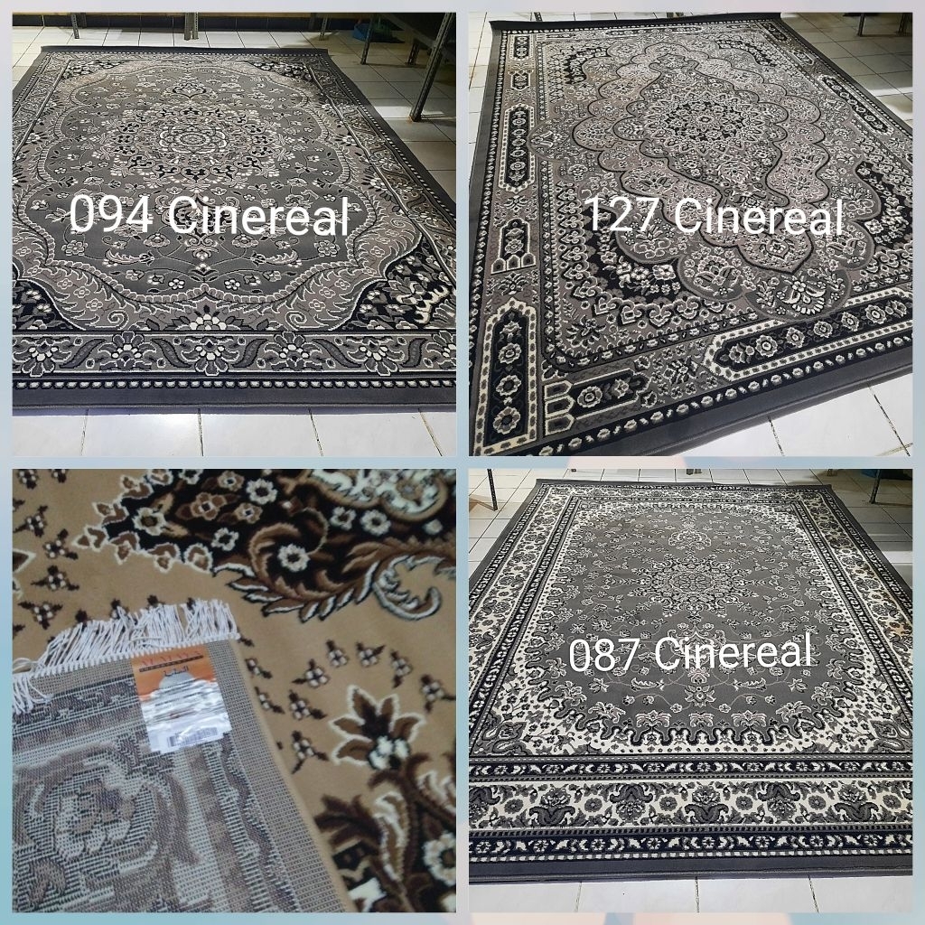 Karpet Permadani Besar Jumbo Klasik  Shafira Almaya Hitam Black Abu-abu Coklat Brown