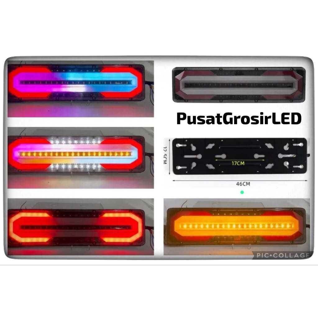 SLB25 - Sepasang Stoplamp Bis/Truk 12-24Volt 46Cm RGB Running