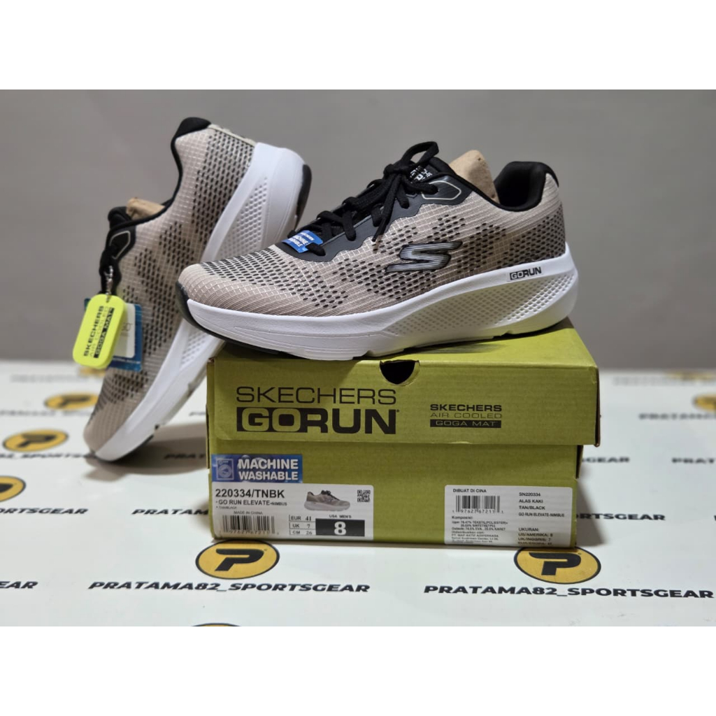 SIZE 42 ( 26.5 CM ) ORIGINAL ASLI SKECHERS GO RUN ELEVATE NIMBUS SEPATU LARI RUNNING PRIA TAN BROWN 