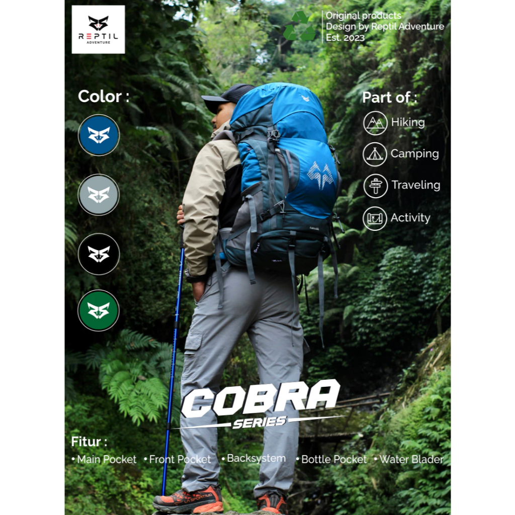 Tas Gunung Carrier 60L REPTIL ADVENTURE KOBRA series